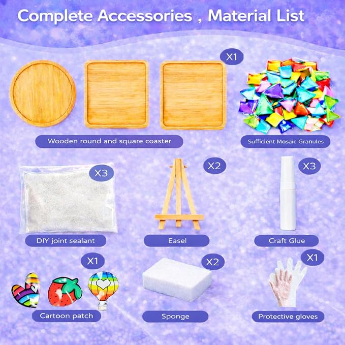 GHAHILI 3 Sets DIY Glass Mosaic Tiles - Image 4
