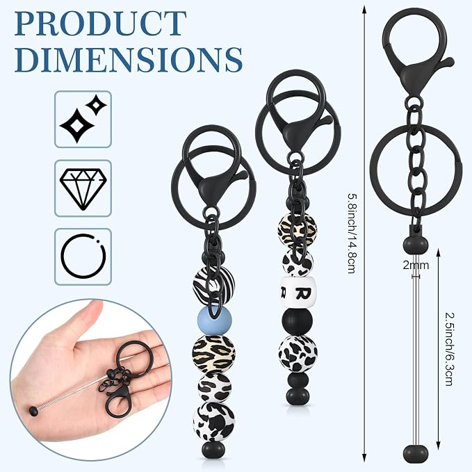 Tondiamo 24 Pcs Beadable Keychain Bars Bulk Beads - Image 2