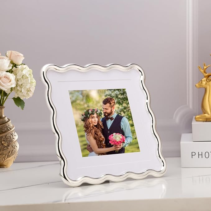 Silver 6x6'' Wave Design Picture Frame - Image 2
