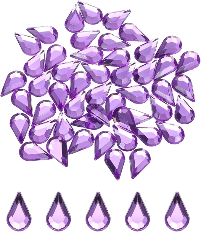MECCANIXITY 50PCS Flat Back Acrylic Teardrop Gems 6x10mm Artificial Rhinestones by MECCANIXITY