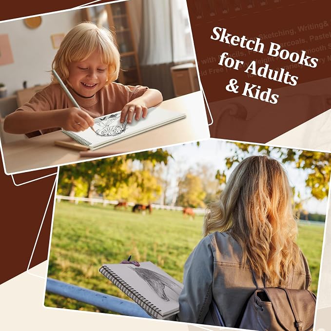 10 Pack Sketch Book, 8.5x11 Inch Top Spiral Sketchbook 60 Sheets Each, - Image 7