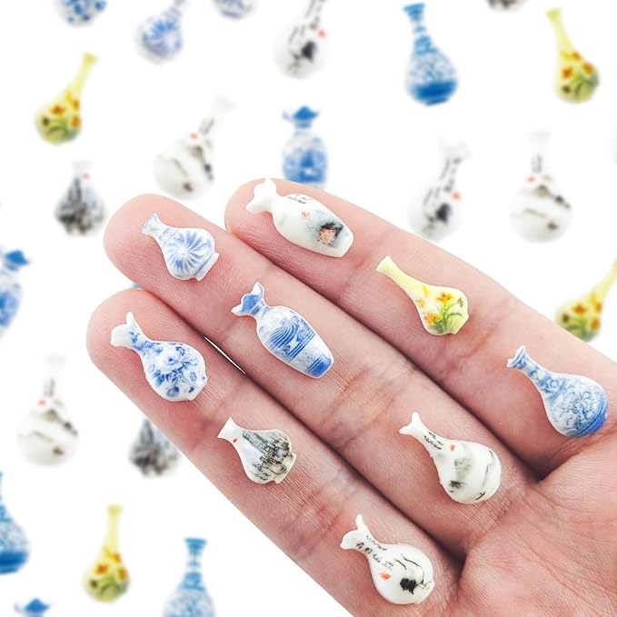 100 Pieces Tiny Vase for Dollhouse Miniatures Resin Things for Crafts Mini Vase - Image 2
