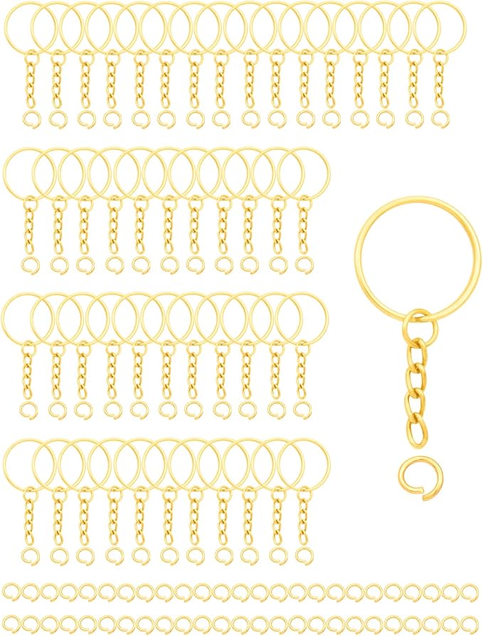 50Sets 1 inch Keychain Rings Golden Split Round Key Ring by ZoloAJay