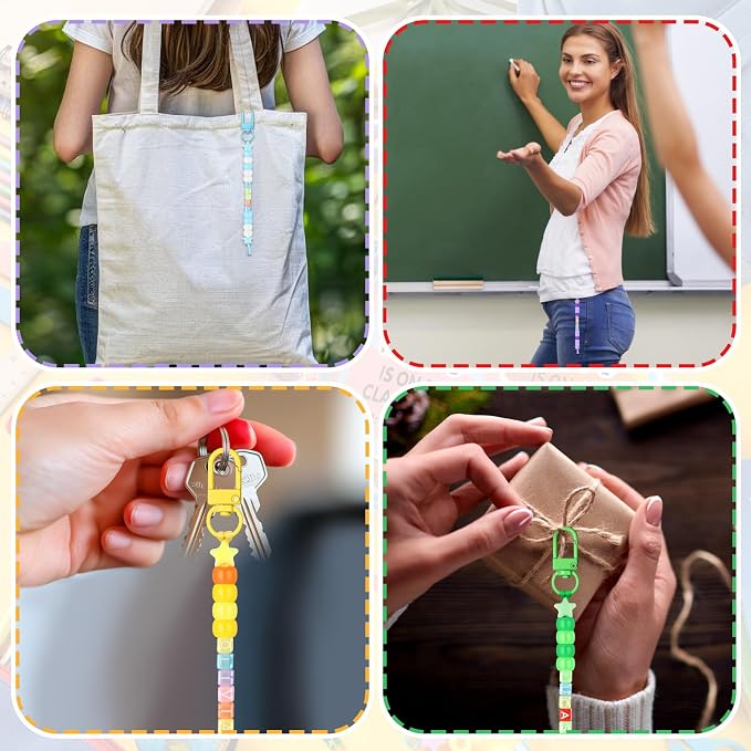 Suncalla 984 Pcs 24 Set Back to School Keychain Making Kit DIY Bead Craft | - Image 6