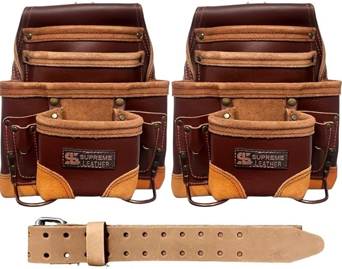 Professional Leather Tool Bag, Top-Grain Leather, Organizer, Protects Tools, Enhances Work Efficiency