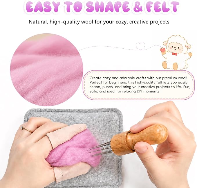 1.76oz Wool Roving: Needle Felting Wool White Roving Wool Felting Supplies Pure - Image 3