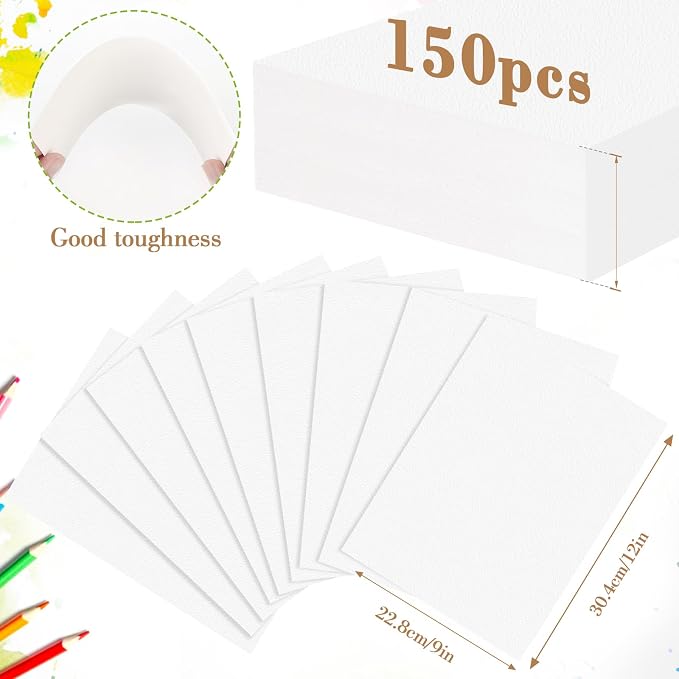 150PCS 9x12 Watercolor Paper Bulk, 140lb/300g Cold Press Thick Water Color - Image 2