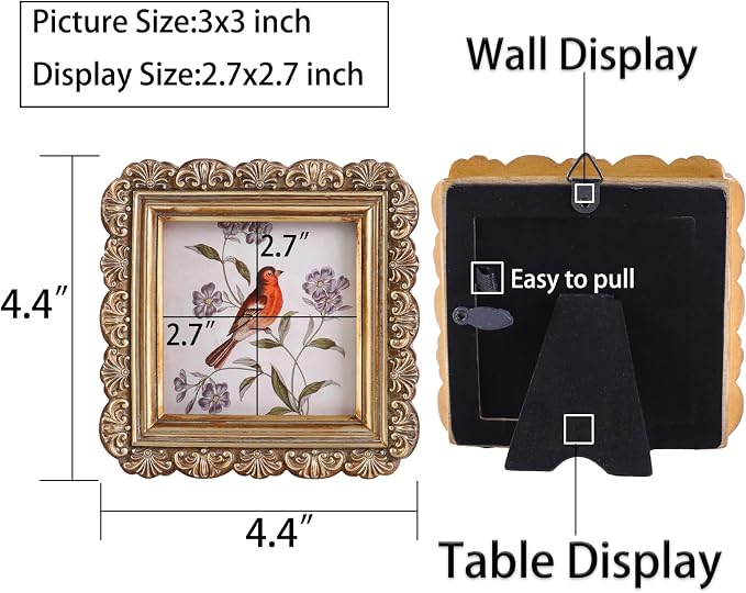 Vintage Picture Frames 3x3 Square Bronze Antique Picture Frames - Image 2