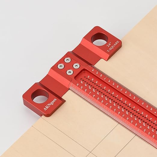 Woodworking Scriber T-Square Ruler 24in with Thoughtful Support Lips, Architect Ruler for Carpenter Work, Layout and Measuring Tools
