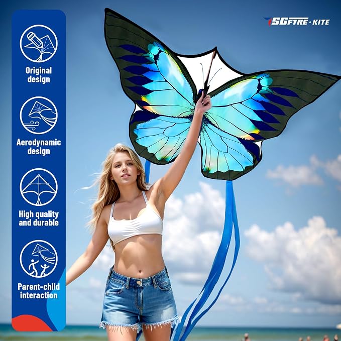 SGftre Green Butterfly Kite Premium Quality, Beach and Park Kite - Image 3