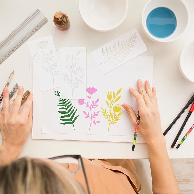 18 Pack Floral Stencils for Painting on Wood, Reusable Flower Stencils for - Image 3