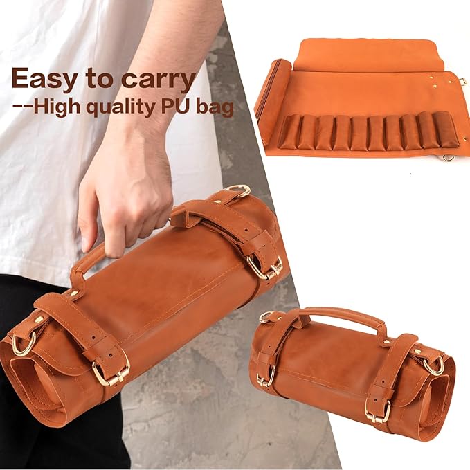 Wood Carving Kit, Deluxe Wood Carving Tools with Large Leather Case, 8Pcs Whittling Knives, 3 Detail Carving Knives, Whittling Kit for Beginners DIY