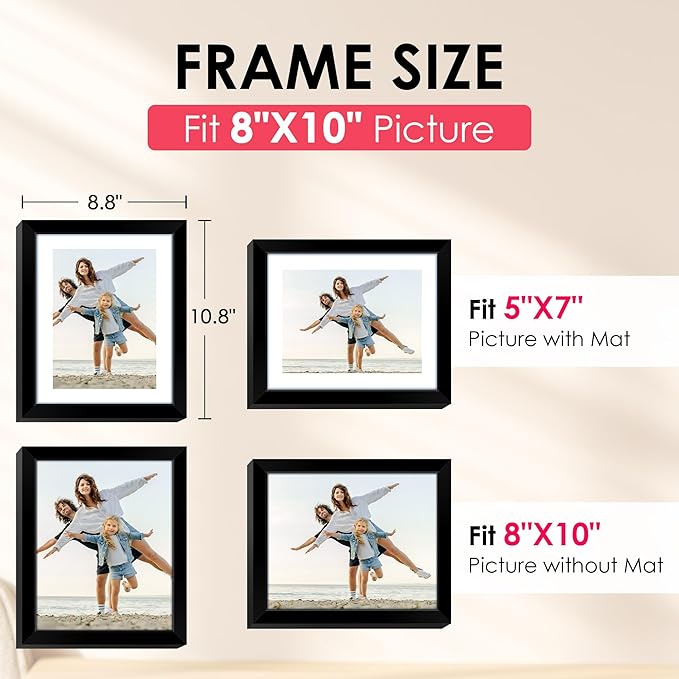 FIXSMITH 8x10 Picture Frame, Display Pictures 5x7 - Image 2