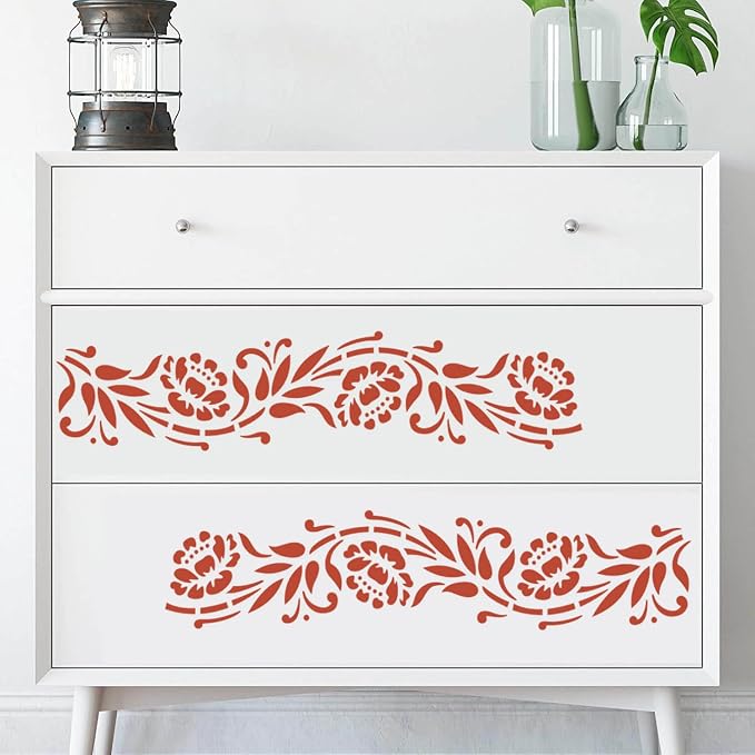 14 PCS Reusable Border Flower Stencils - Image 2