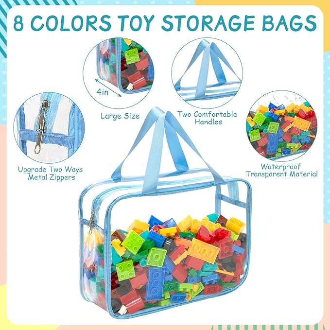 8 Packs 8 Colors Large Toy Storage Bags - Image 2