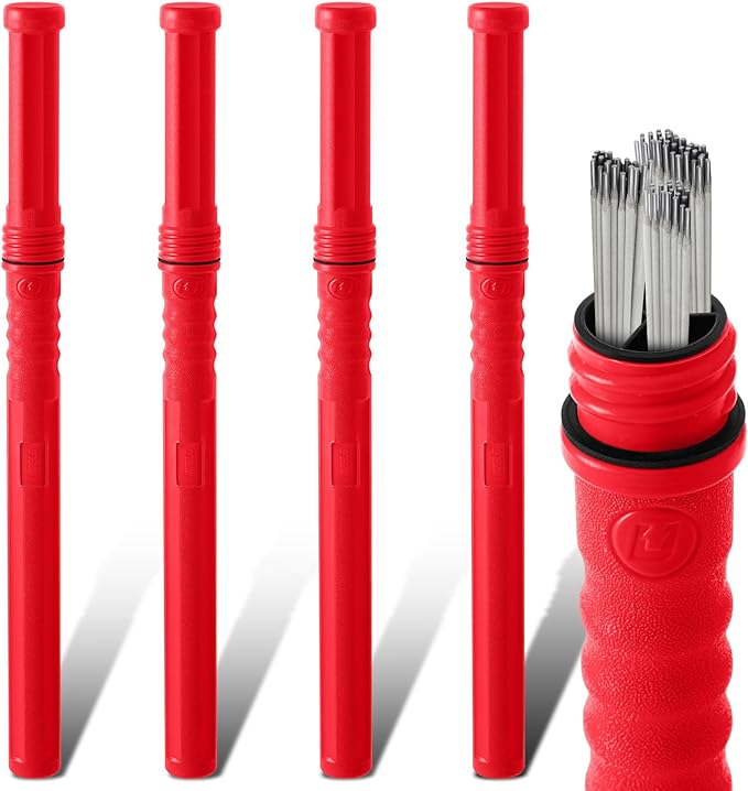 Tandefio 4 Pcs Welding Rod Storage Tube 40 Inch Tig Rod Storage Canisters Welding Electrode Holder Airproof Waterproof Container(Red)