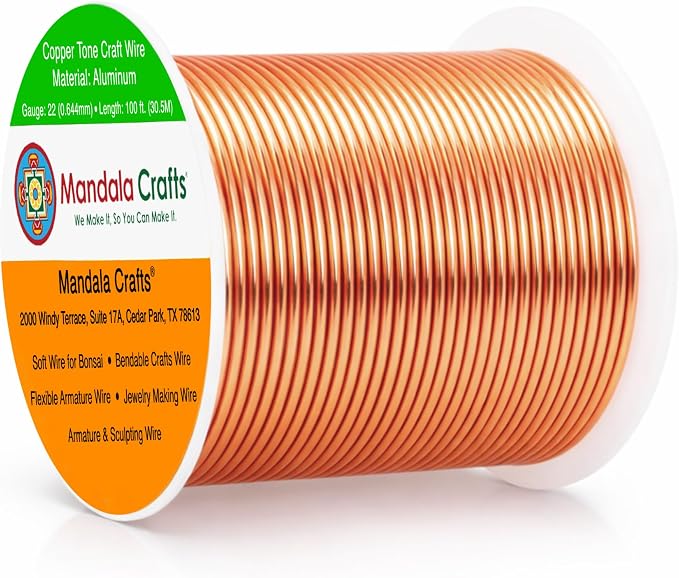 Mandala Crafts 22 Gauge Copper Tone Anodized Aluminum Craft Wire, 100 FT | by MandalaCrafts