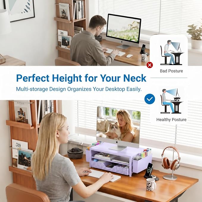 OPNICE Desk Organizers and Accessories, Computer Monitor Stand Riser - Image 4