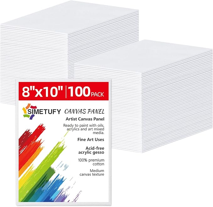 Simetufy 100 Pack 8x10 Bulk Small Canvas Boards by Simetufy