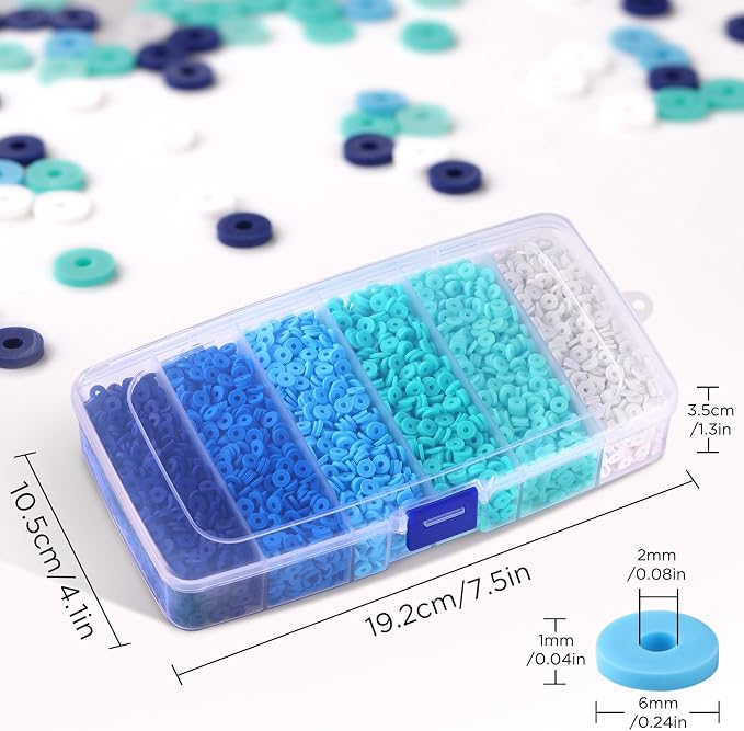 6000 Pcs Blue Clay Beads for Bracelets Making, Funtopia Heishi Beads Polymer - Image 6