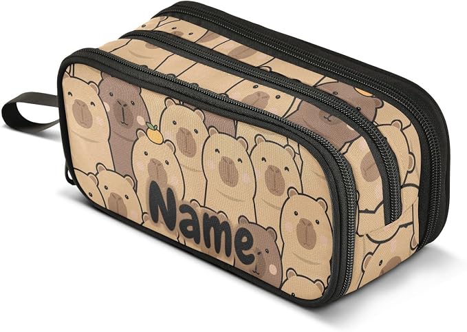 Custom Cute Capybara with Orange Pencil Case Box Boys Girls Personalized Name by BOENLE-WELCOMEYOURCOMING