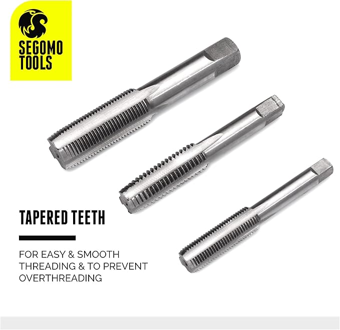 Segomo Tools 110 Piece Hardened Alloy Steel SAE Tap And Die Threaded Set With Case - TD110SAE