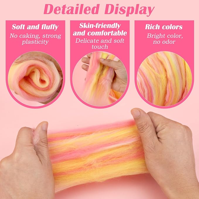 Wool Roving 7.02oz Colored Natural Needle Felting Wool Bulk - Image 6