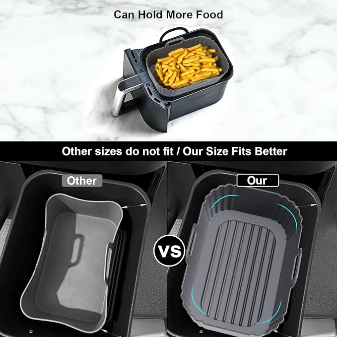 Silicone Air Fryer Liners 2 Pack, Reusable Compatible - Image 6
