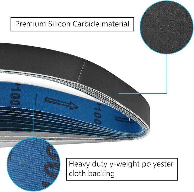 1x42 Sanding Belts for Knife Sharpening,Silicon Carbide Belt Sander Belts 600 800 and 1000 Assorted Fine Grits,12-Pack
