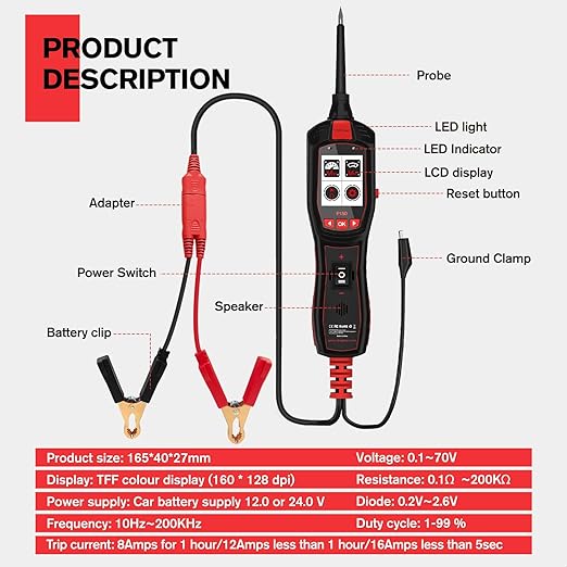 Electrical Tester for 6V-30V Cars, Short Circuit Breaker Finder Tool, Automotive Circuit Tester, Voltage Tester, P150