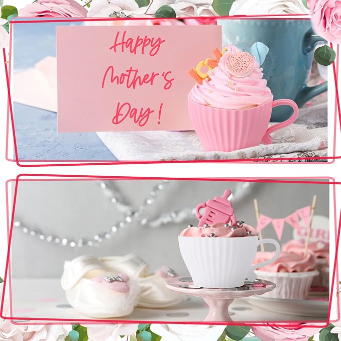 Vesici 24 Pcs Silicone Teacup Cupcake Molds Muffin Cups - Image 3