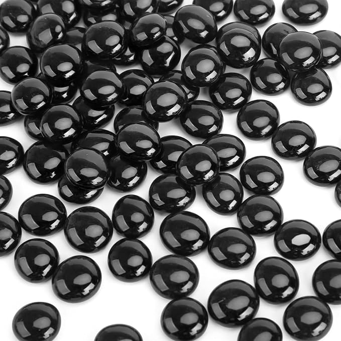 FUTUREPLUSX 5LB Black Flat Glass Marbles, Gemstone Beads, Aquarium Rocks Fish by FuturePlusX