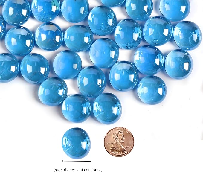10 lb Light Blue Glass Beads for Vases, Flat Marbles Stones for Vase, - Image 2