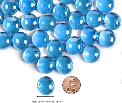 1 lb Light Blue Glass Beads for Vases, Flat Marbles Stones for Vase, - Image 2