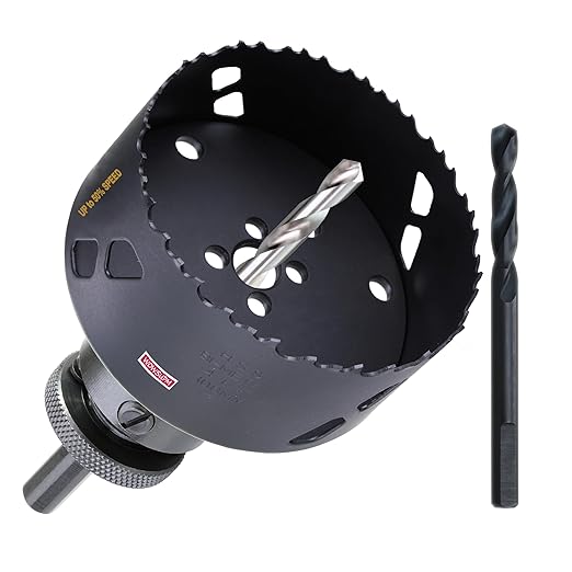 4-1/4 Inch Deep HSS Bi Metal Hole Saw Cutter with Arbor Heavy Duty Hole Saw Bit Cutting Depth 2.1” for PVC Aluminum Wood Thick Wood Metal Drywall Aluminum Big Slot New Sharp Teeth D