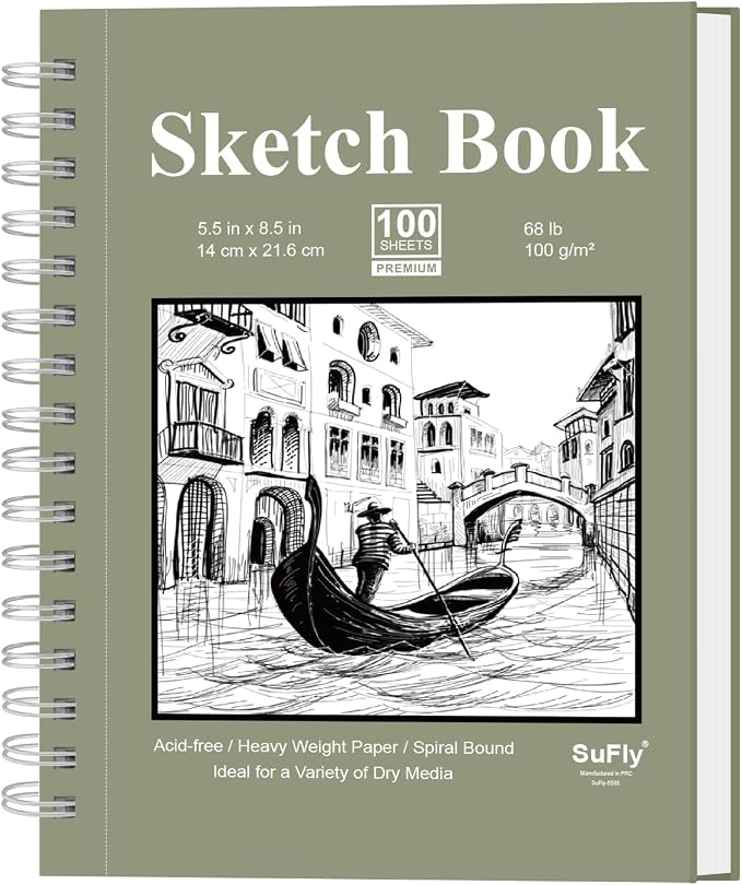 SuFly Small Sketchbook, Sketch Book 5.5 X 8.5, 100 Sheets Artist Sketch Pad by SuFlyDirect