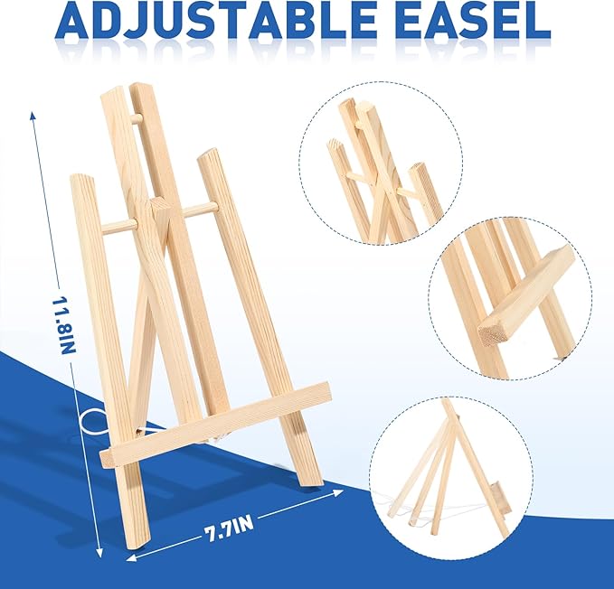 ESRICH 182 Pack Canvas with Easel Set 8 x 10 in Canvas Boards with 11.8 in - Image 3