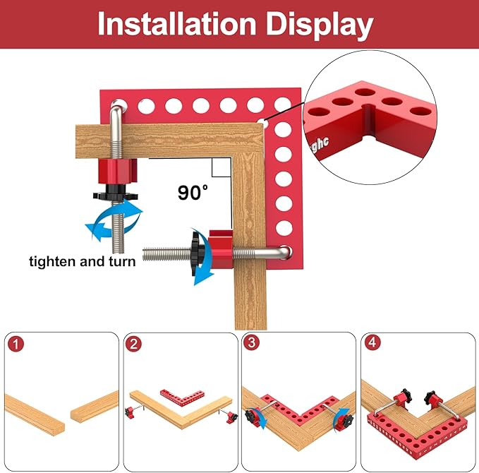 Corner Clamps For Woodworking,90 Degree Clamps Woodworking Tools Aluminum L Type,Positioning Squares Right Angle Clamp For Gluing Cabinets Picture Frames Or Drawers,2 Pack