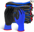 Evridwear Crinkle Latex Rubber Hand Coated Safety Work Gloves for Men Women General Multi Use Construction Warehouse Gardening Assembly Landscaping (Medium,Blue- 12Pair)