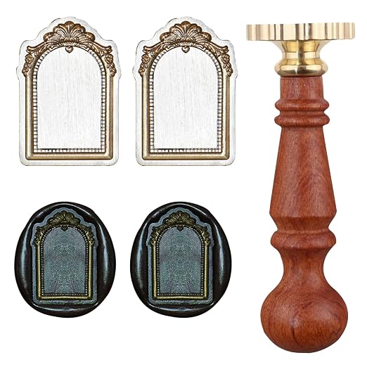 Frame Wax Seal Stamp, 3D Embossed Relief Carving Head and Wood Handle by HOSEALING