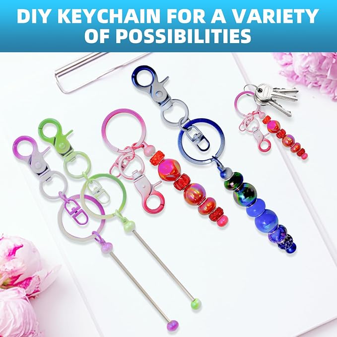 DNLEGULI 40 Pcs Beadable Keychains Bulk Kit – DIY Keychain Making Supplies - Image 5