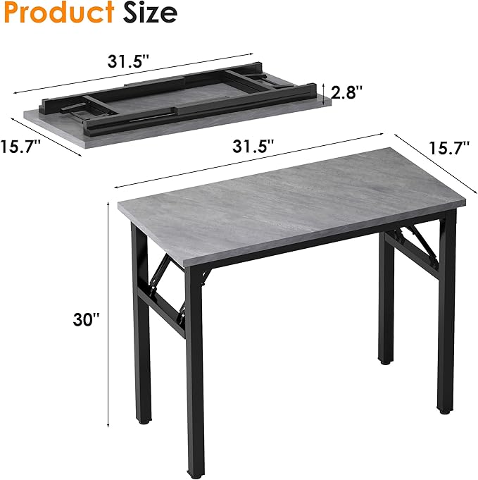 Need Small Folding Computer Desk, 31.5 Inch Writing Table, Sturdy Foldable Desk - Image 3