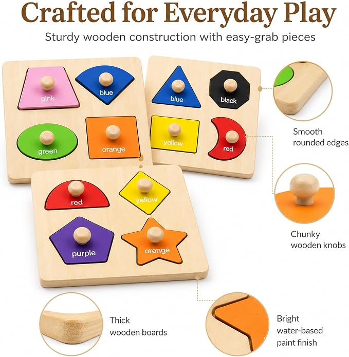 Wooden Shape Color Sorting Puzzle Toys - Image 5