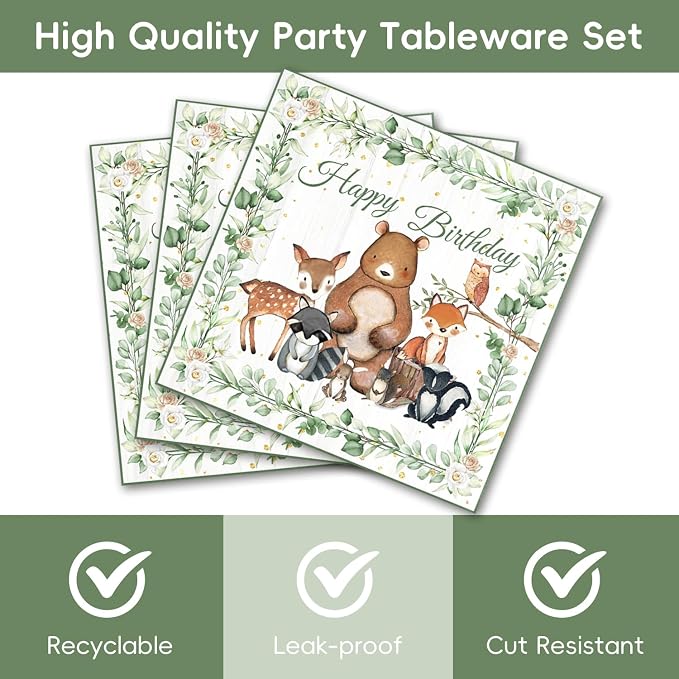 40Pcs Safari Jungle Animal Birthday Decorations Rustic Spring Forest Baby - Image 4