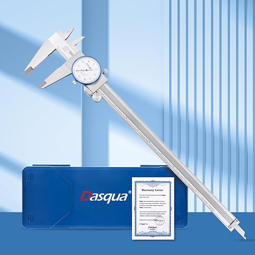 Dasqua Double Shock-Proof Dial Caliper Pro Monoblock High Precision with 0-12" Range,Accuracy of ±0.001''
