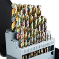 Lichamp Drill Bit Set, 29Pcs M2 HSS Cobalt Drill Bits from 1/16" to 1/2" for Metal, Cast Iron, Stainless Steel and Plastic with Durable Index Metal Storage Case, Colorful Titanium Plating