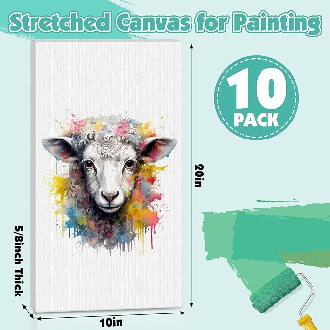 ESRICH Long Canvas for Painting 10x20 Inch, Primed Acid-Free Cotton Rectangular - Image 2