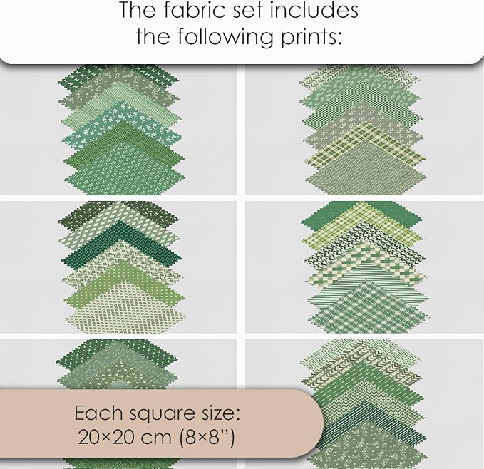 Cotton Satin Patchwork Fabric Panel – 35 Designs, 20×20 cm Squares, Single - Image 7
