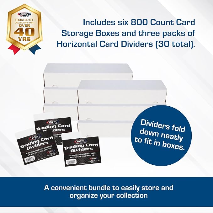 BCW 800ct Trading Card Storage Box & Horizontal Card Dividers – 6 Boxes & 30 - Image 2