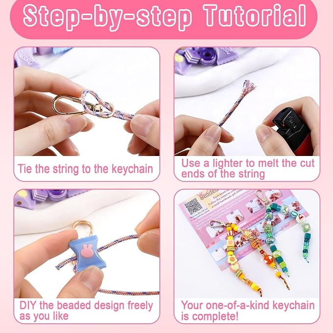 TOHONGADON 2200 PCS DIY Bag Charm Kits, Beaded Keychain Making Kit - Image 5